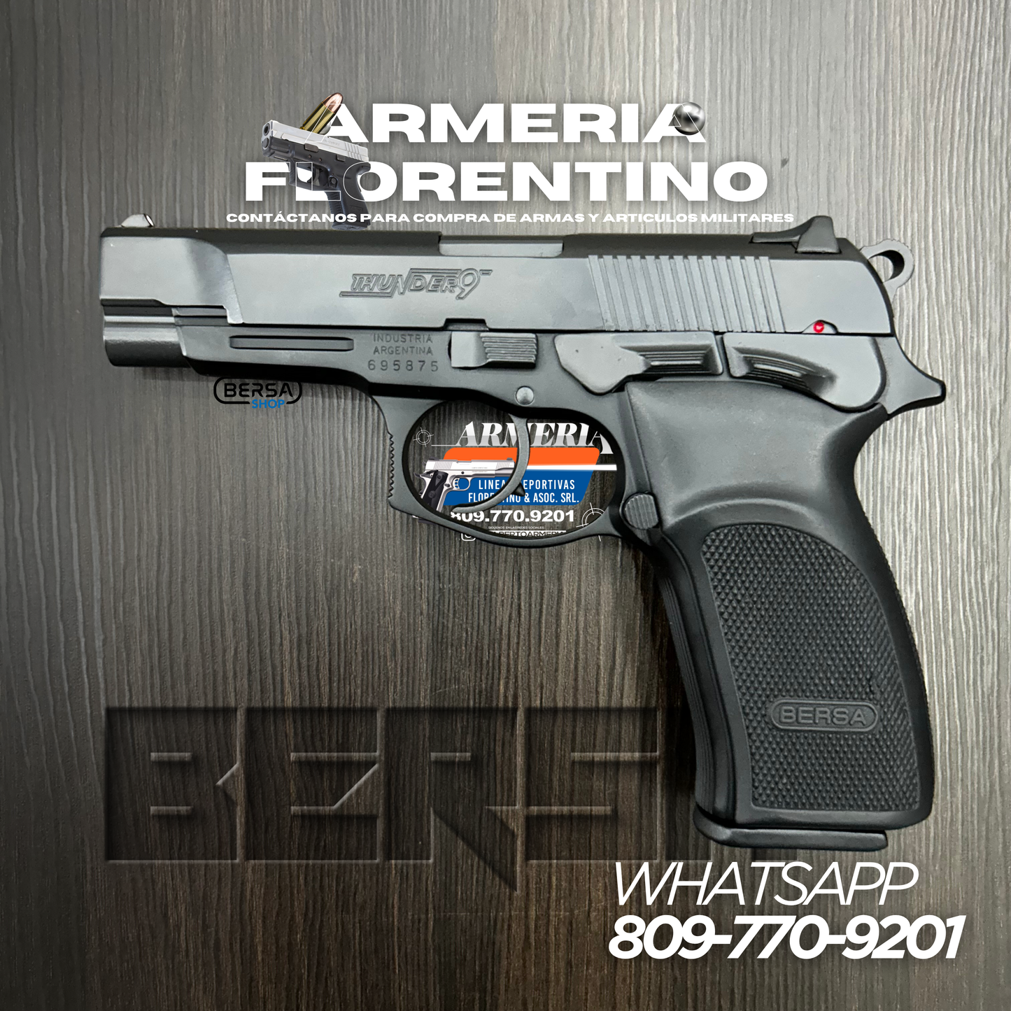 PISTOLA BERSA, MODELO THUNDER 9, CALIBRE 9MM, CAPSULAS: 17 + 1