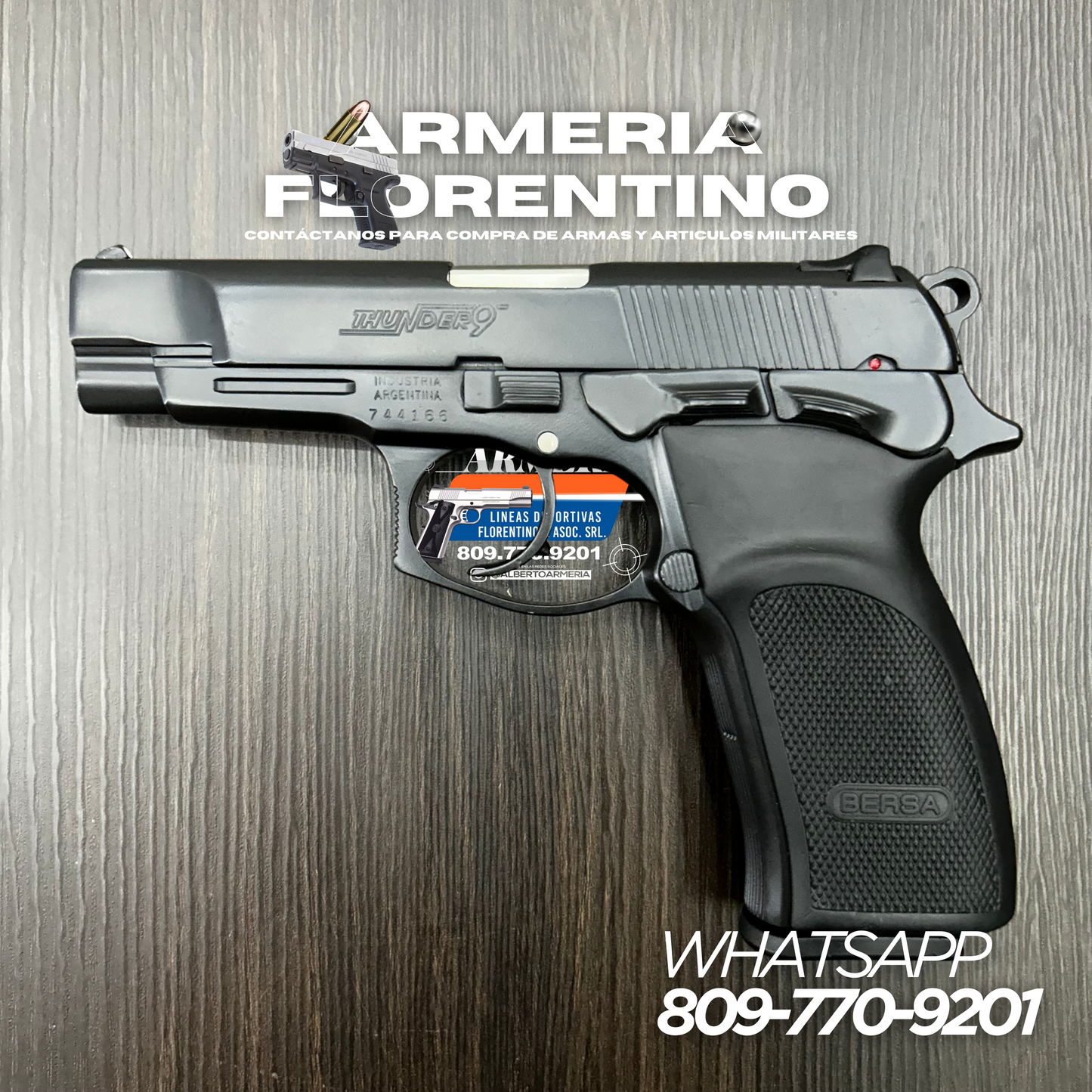 PISTOLA BERSA, MODELO THUNDER 9, CALIBRE 9MM, CAPSULAS: 17 + 1