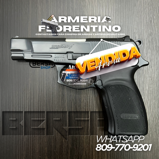 PISTOLA BERSA, MODELO THUNDER 9, CALIBRE 9MM, CAPSULAS: 17 + 1