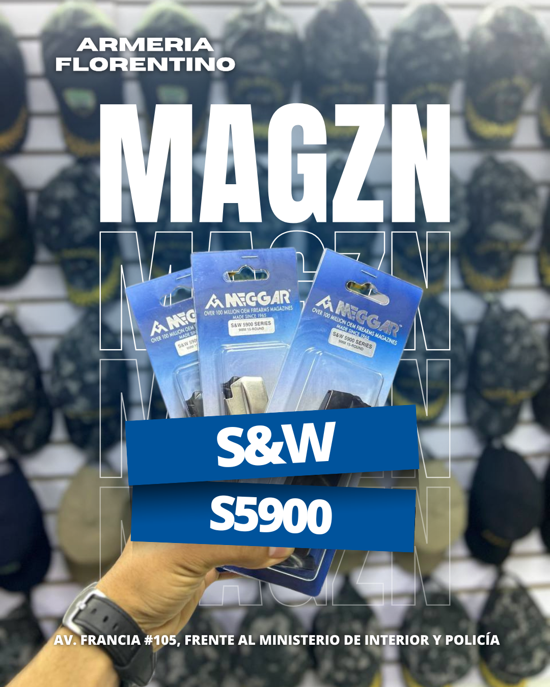 CARGADOR PARA PISTOLA SMITH & WESSON S5900 DE 17 BALAS, MODELOS 5900, 910, 915, 659 CALIBRE 9MM