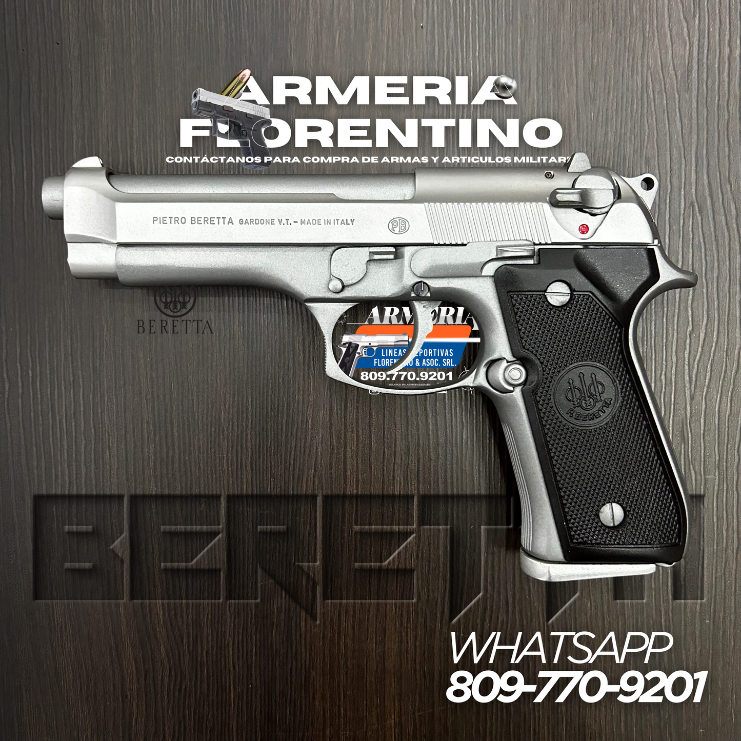 PISTOLA TAURUS, MODELO PT92, CALIBRE 9MM, CAPSULAS: 17 + 1