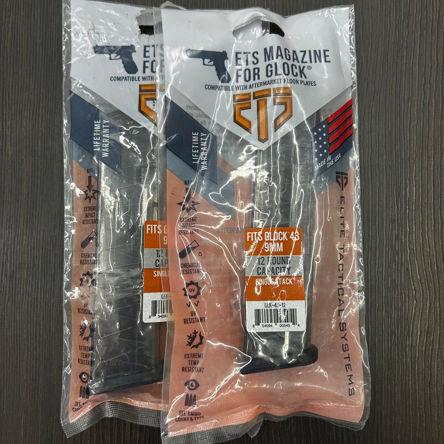 CARGADOR TRANSPARENTE PARA PISTOLAS GLOCK 43 Y 23, CALIBRE 9MM