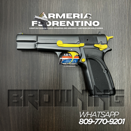 PISTOLA BROWNING, MODELO HI-POWER, CALIBRE 9MM, CAPSULAS: 13 + 1