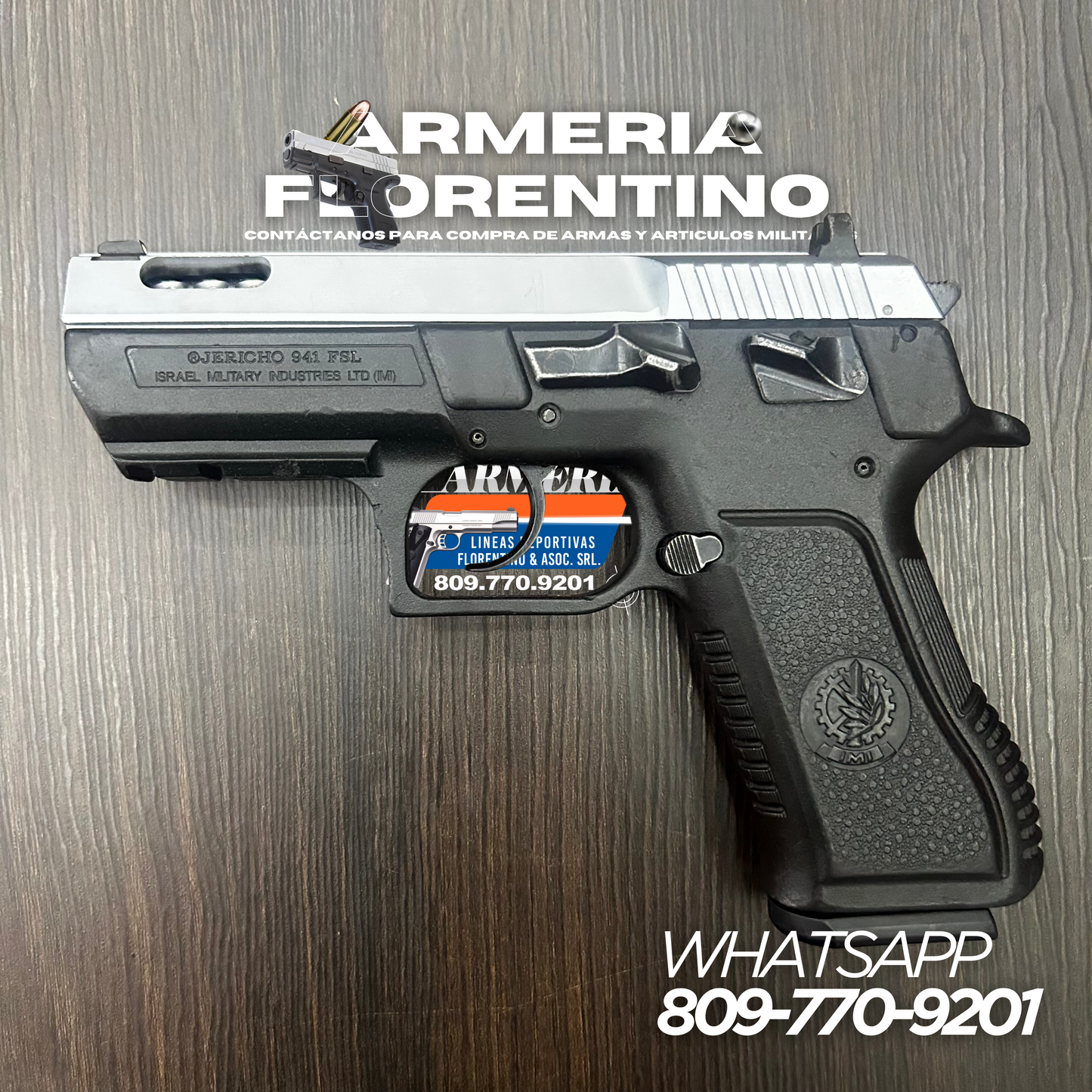 PISTOLA IWI, MODELO JERICHO COMPENSADA, CALIBRE 9MM, CAPSULAS: 17 + 1