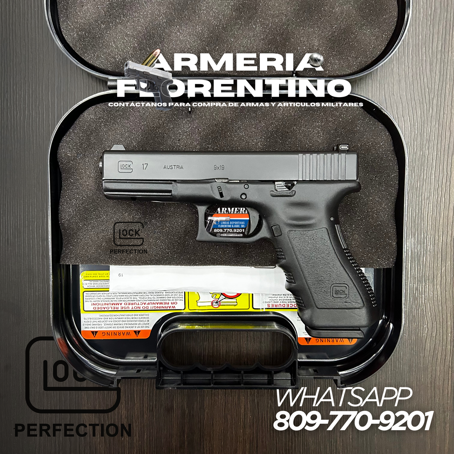 PISTOLA GLOCK, MODELO 17, CALIBRE 9MM, CAPSULAS: 17 + 1
