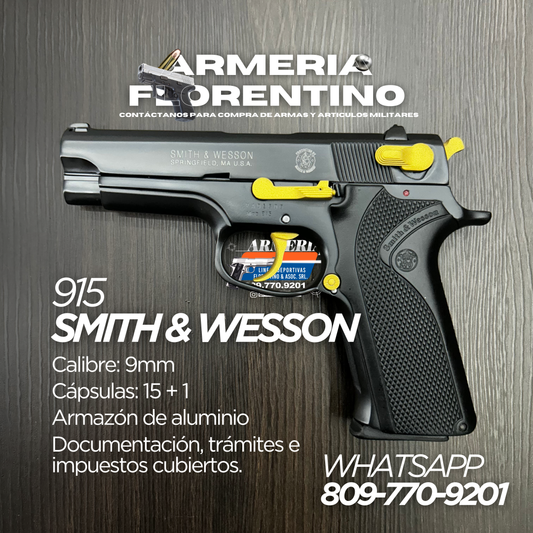 PISTOLA SMITH & WESSON, MODELO 915, CALIBRE 9MM, CAPSULAS: 15 + 1