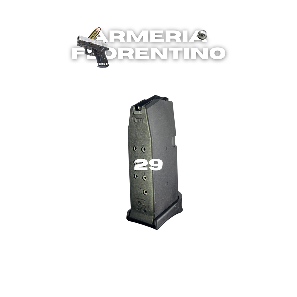 CARGADOR OEM PARA GLOCK 29 CON SOPORTE PARA DEDO – 10 CÁPSULAS – CALIBRE 10MM AUTO