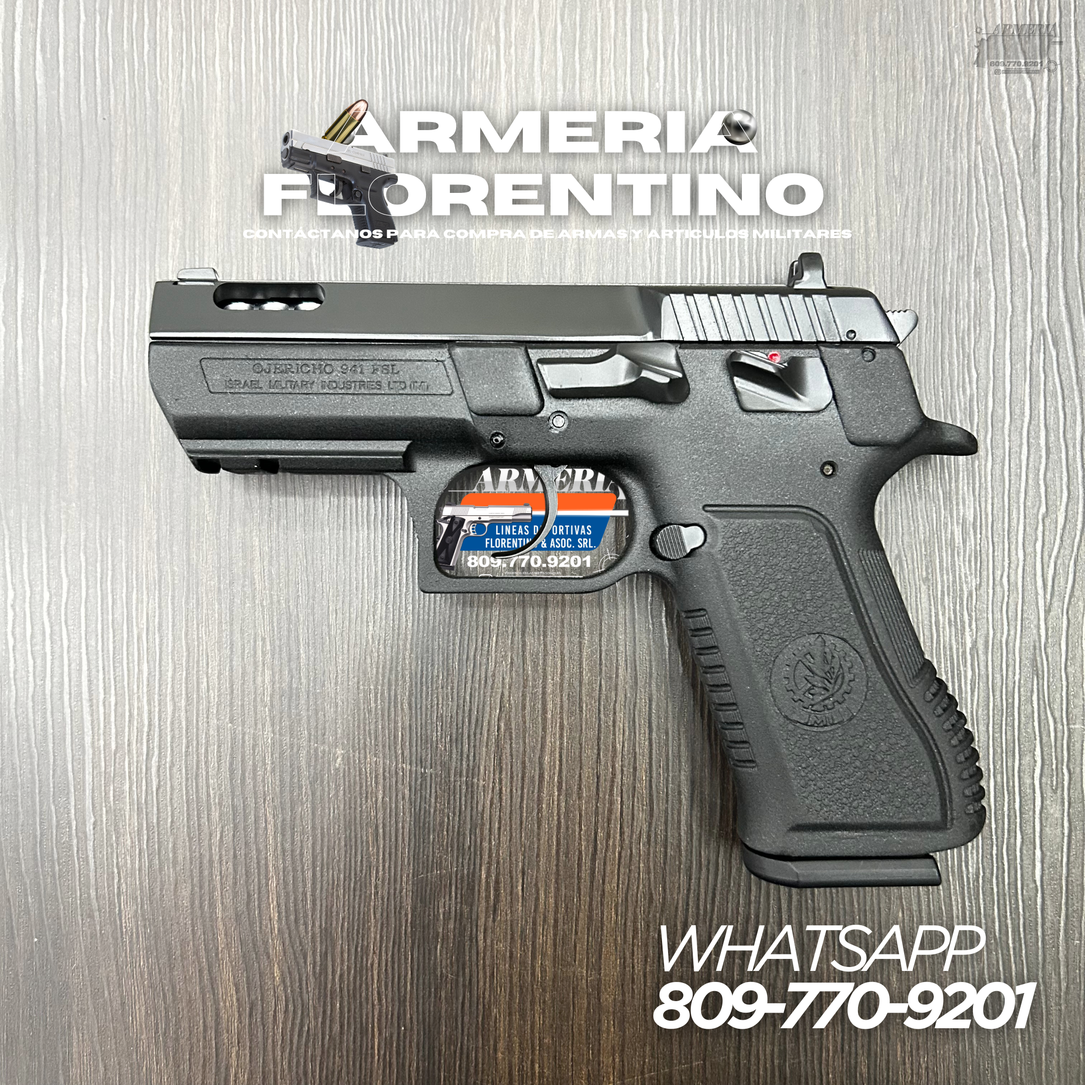 PISTOLA JERICHO, MODELO COMPENSADA, CALIBRE 9MM, CAPSULAS: 15 + 1