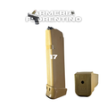CARGADOR PARA PISTOLA GLOCK 17 COLOR CREAM CON EXTENSIÓN +2 – 19 CÁPSULAS – CALIBRE 9MM