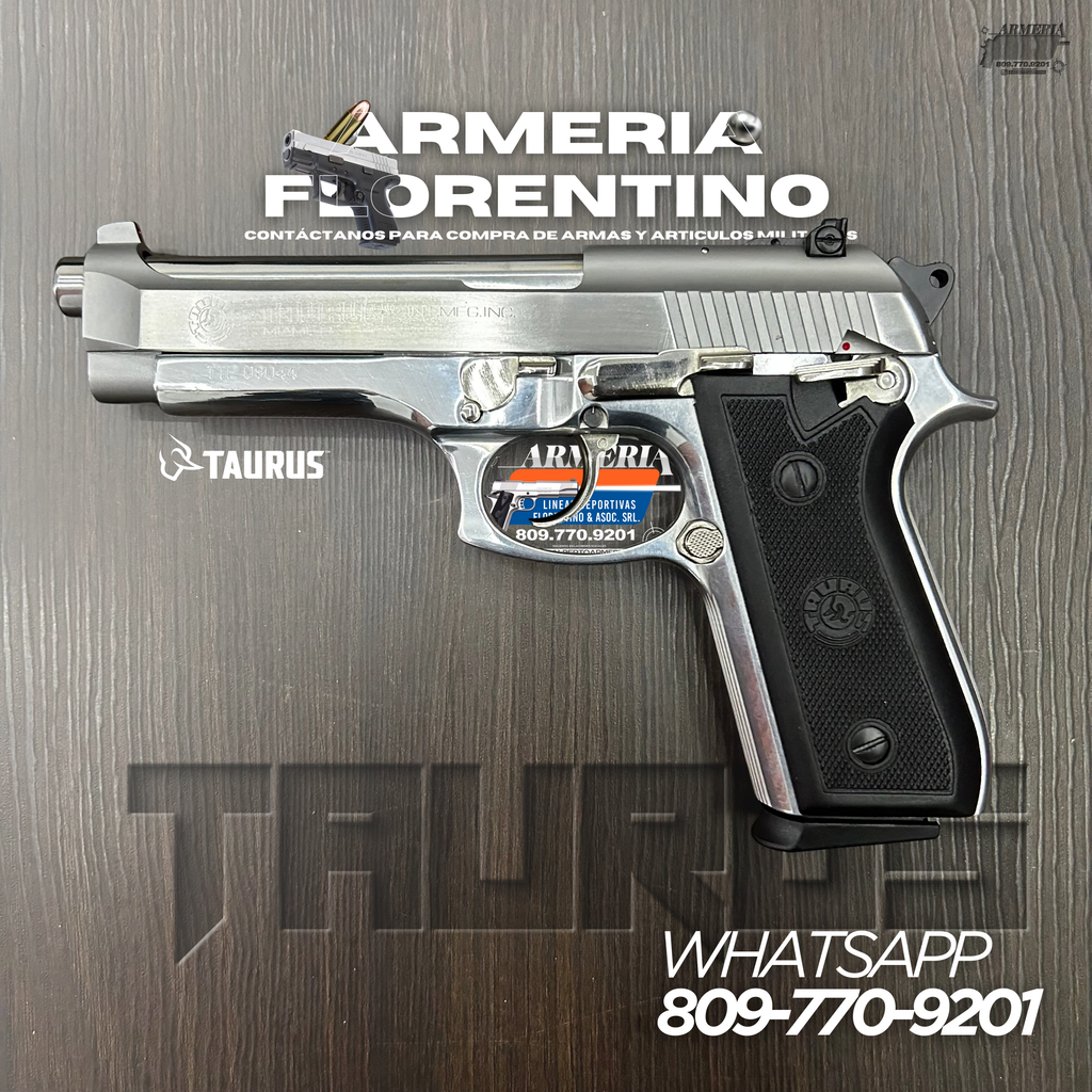 PISTOLA TAURUS, MODELO PT-92, CALIBRE 9MM, CAPSULAS: 15 + 1