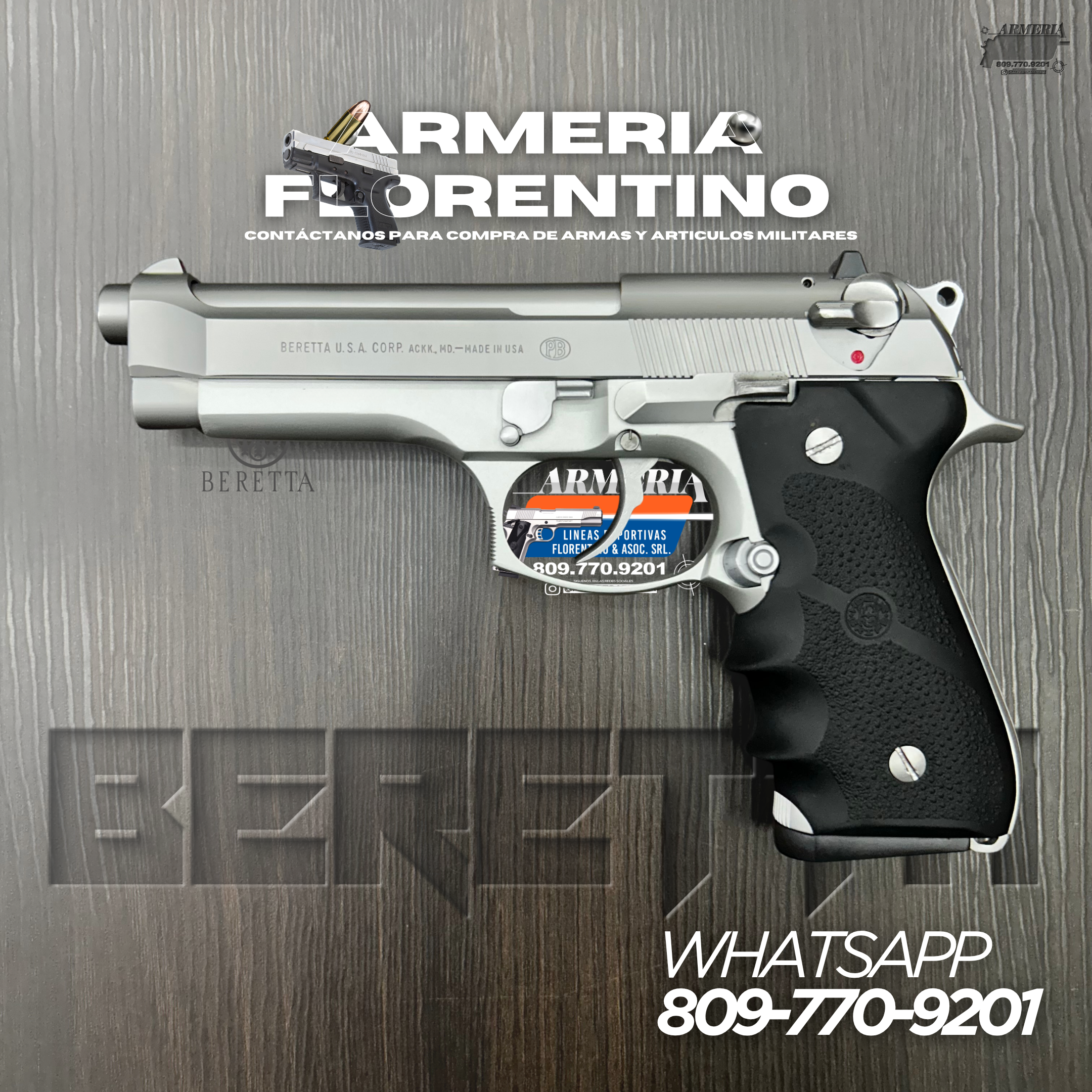 PISTOLA PIETRO BERETTA, MODELO 92FS, CALIBRE 9MM, CAPSULAS: 15 + 1