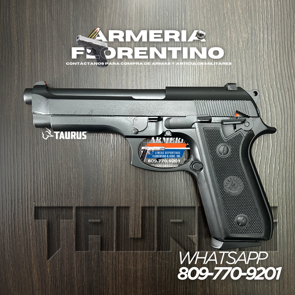 PISTOLA TAURUS, MODELO PT-92, CALIBRE 9MM, CAPSULAS: 17 + 1