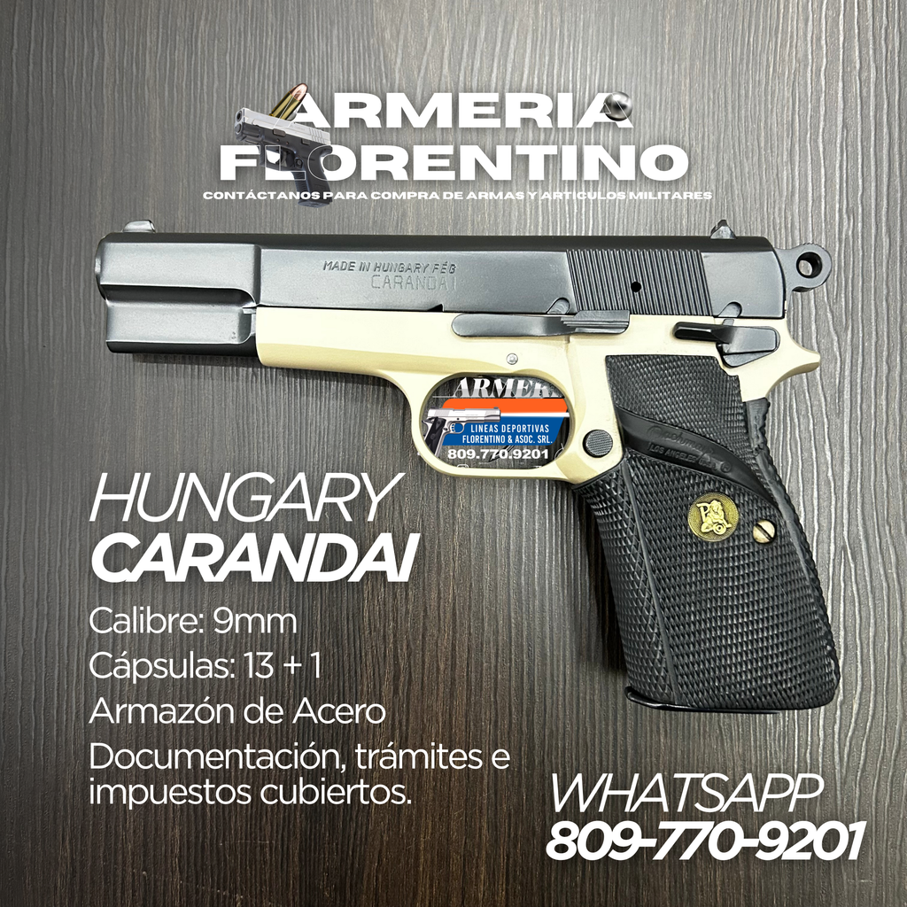 PISTOLA CARANDAI, MODELO 9MM, CAPSULAS: 13 + 1