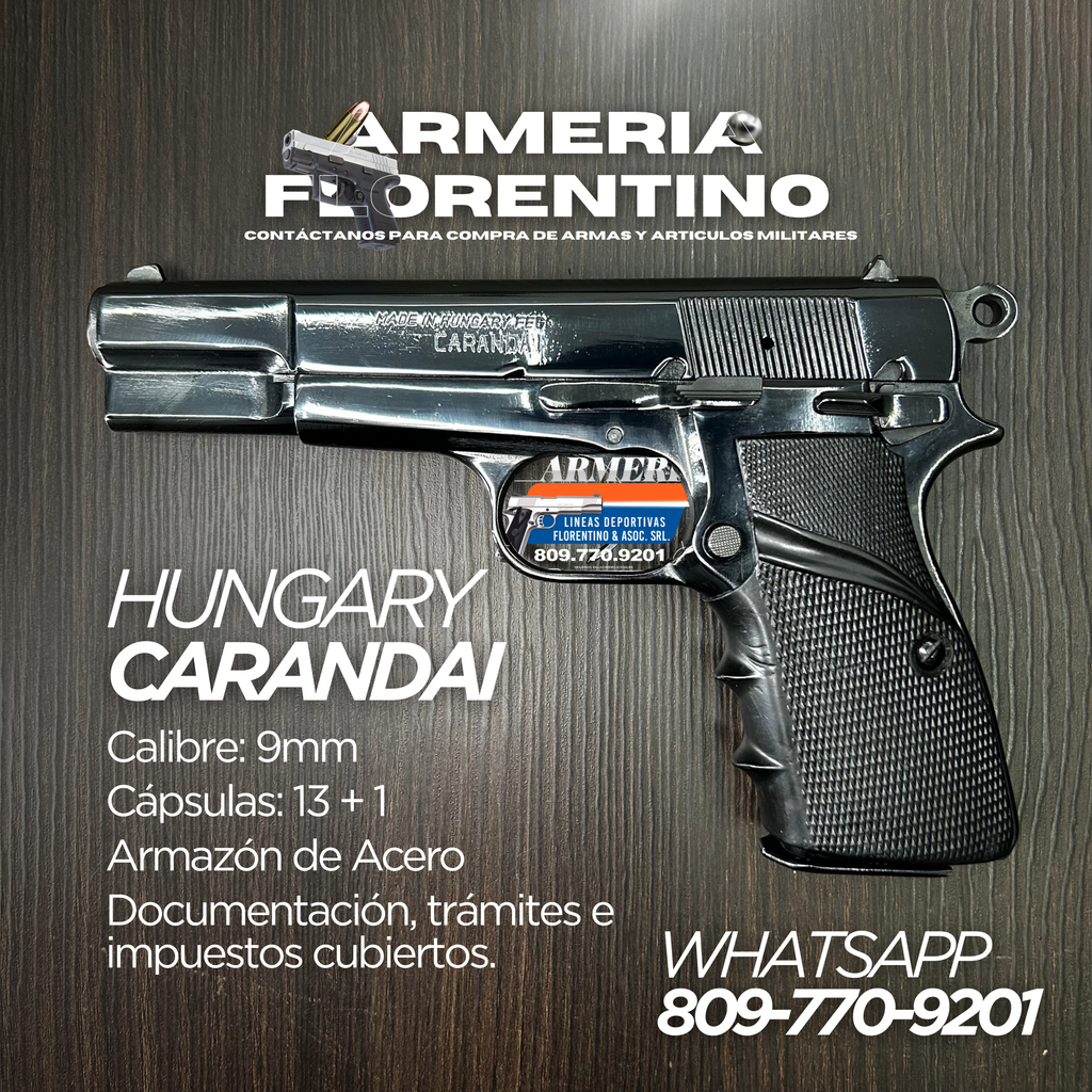 PISTOLA CARANDAI, MODELO 9MM, CAPSULAS: 13 + 1