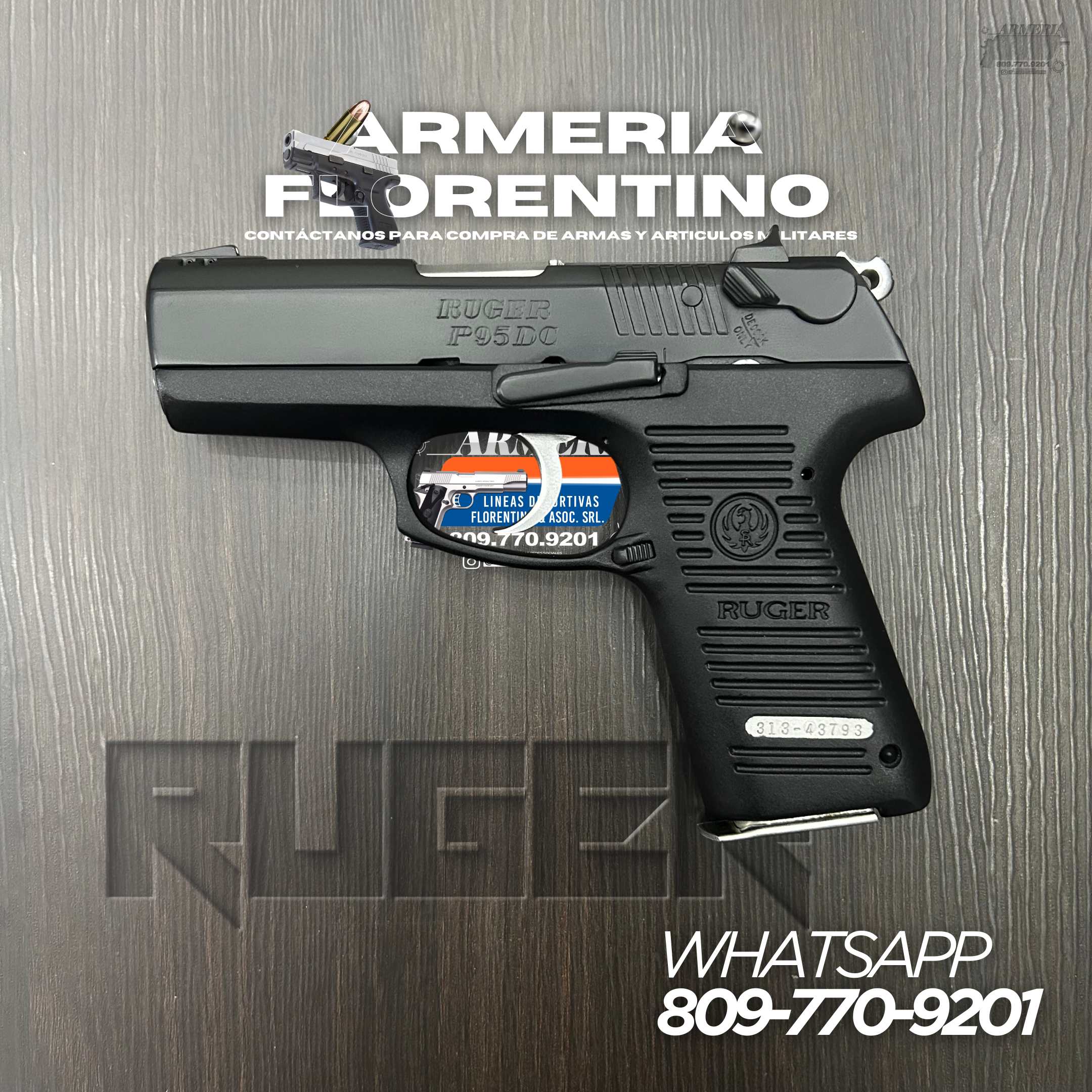 PISTOLA RUGER, MODELO P95DC, CALIBRE 9MM, CAPSULAS: 15 + 1