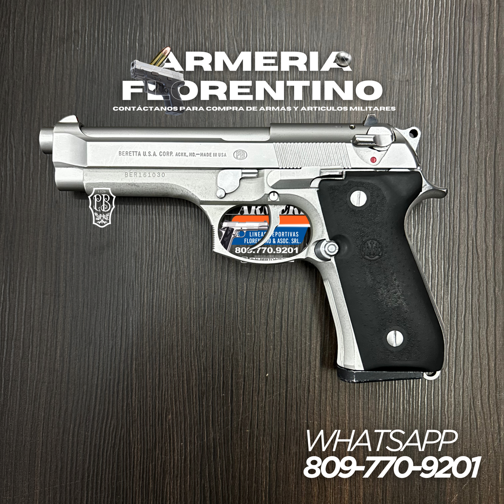 PISTOLA PIETRO BERETTA, MODELO 92FS, CALIBRE 9MM, CAPSULAS: 15 + 1