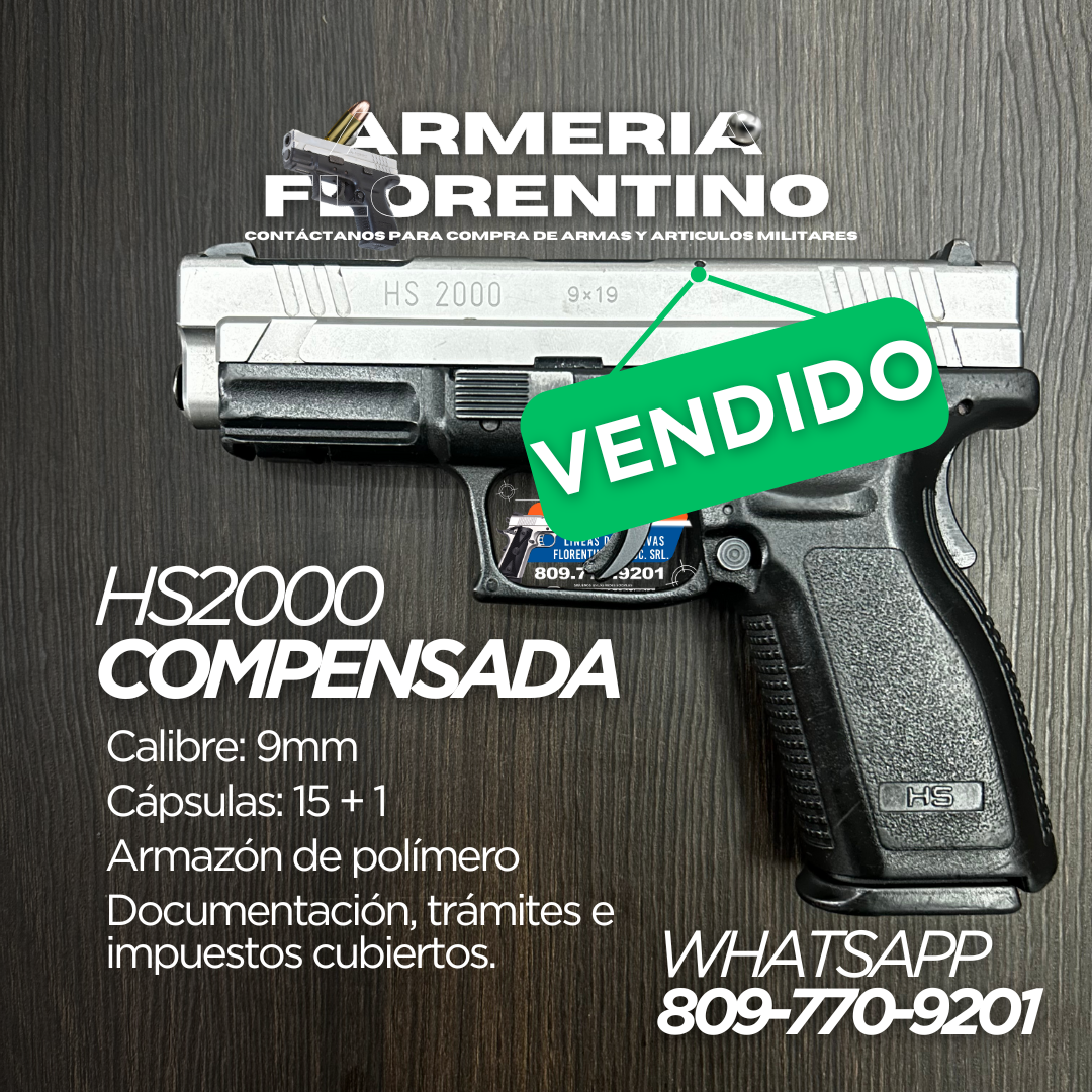 PISTOLA SPRINGFIELD, MODELO HS2000 COMPENSADA, CALIBRE 9MM, CAPSULAS: 16 + 1