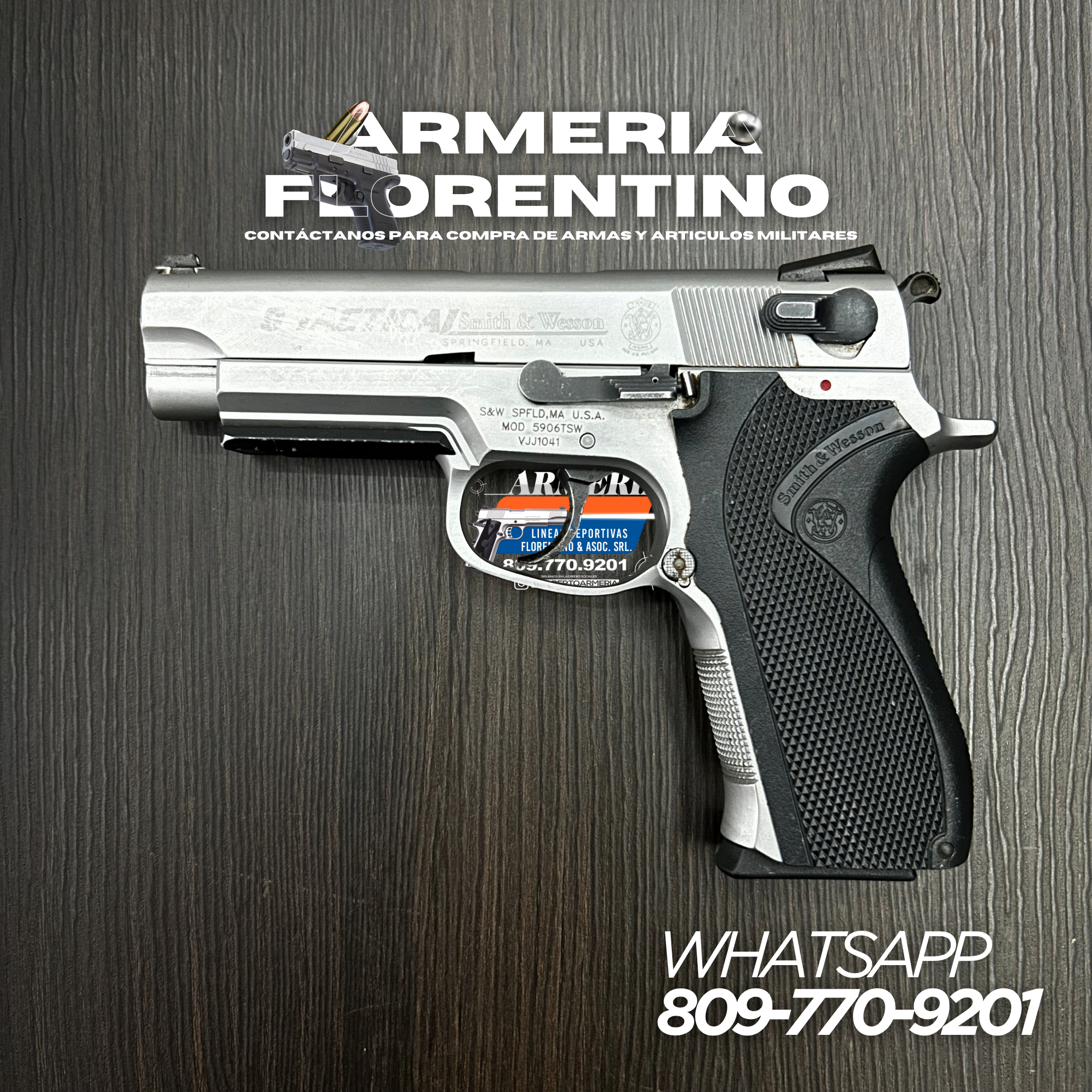 PISTOLA SMITH & WESSON, MODELO 5906 TSW, CALIBRE 9MM, CAPSULAS: 15 + 1