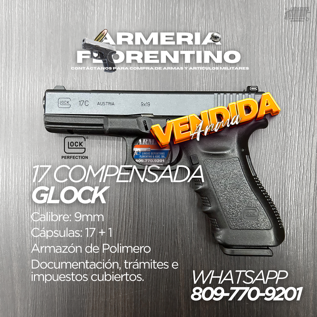 PISTOLA GLOCK, MODELO 17C (3RA GENERACIÓN), CALIBRE 9MM, CAPSULAS: 17 + 1