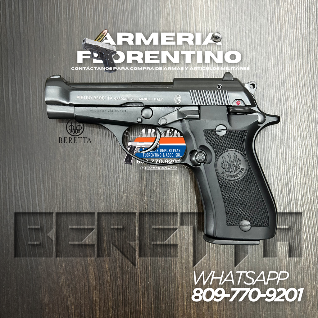 PISTOLA PIETRO BERETTA, MODELO .380 ACP, CALIBRE .380 ACP, CAPSULAS: 13 + 1