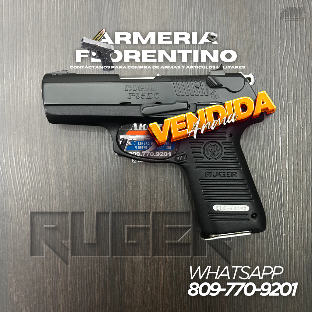 PISTOLA RUGER, MODELO P95DC, CALIBRE 9MM, CAPSULAS: 15 + 1