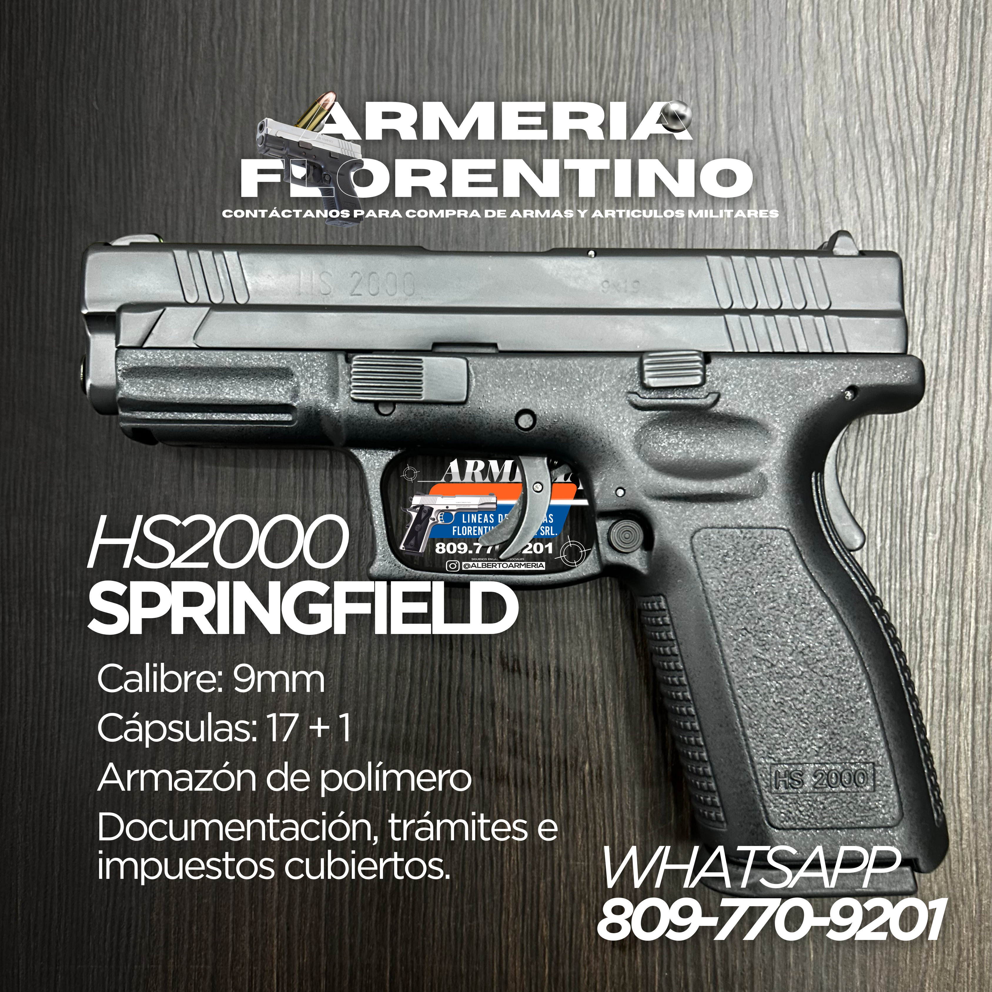 PISTOLA SPRINGFIELD, MODELO HS2000, CALIBRE 9MM, CAPSULAS: 16 + 1