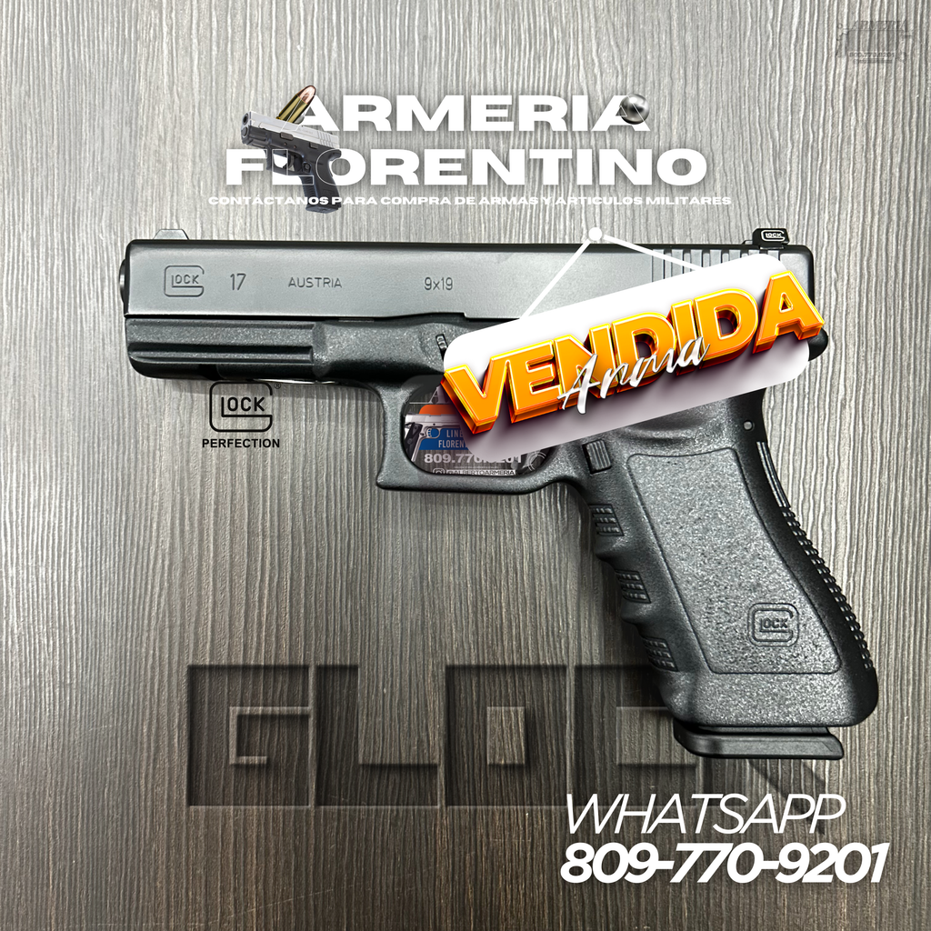 PISTOLA GLOCK, MODELO 17, CALIBRE 9MM, CAPSULAS: 17 + 1