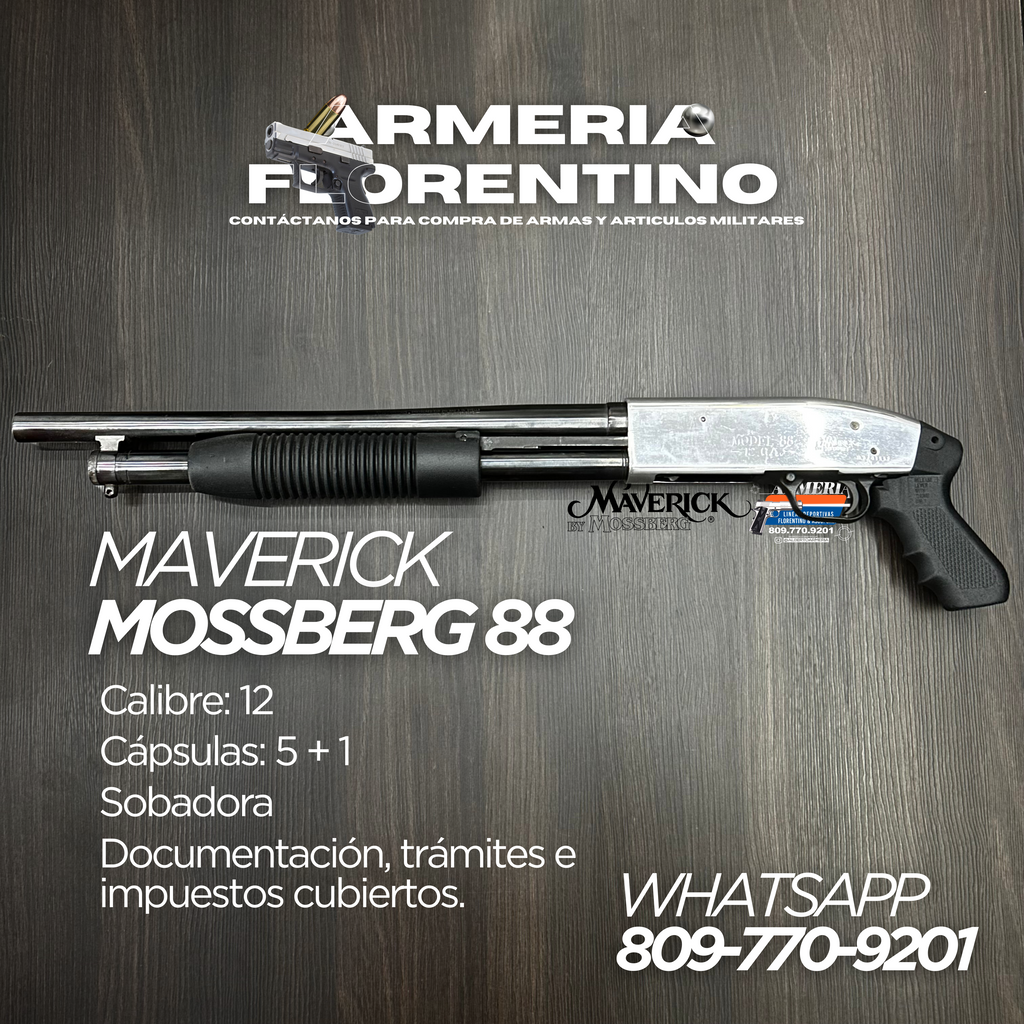 ESCOPETA MAVERICK BY MOSSBERG, MODELO 88, CALIBRE 12, CAPSULAS 5 + 1