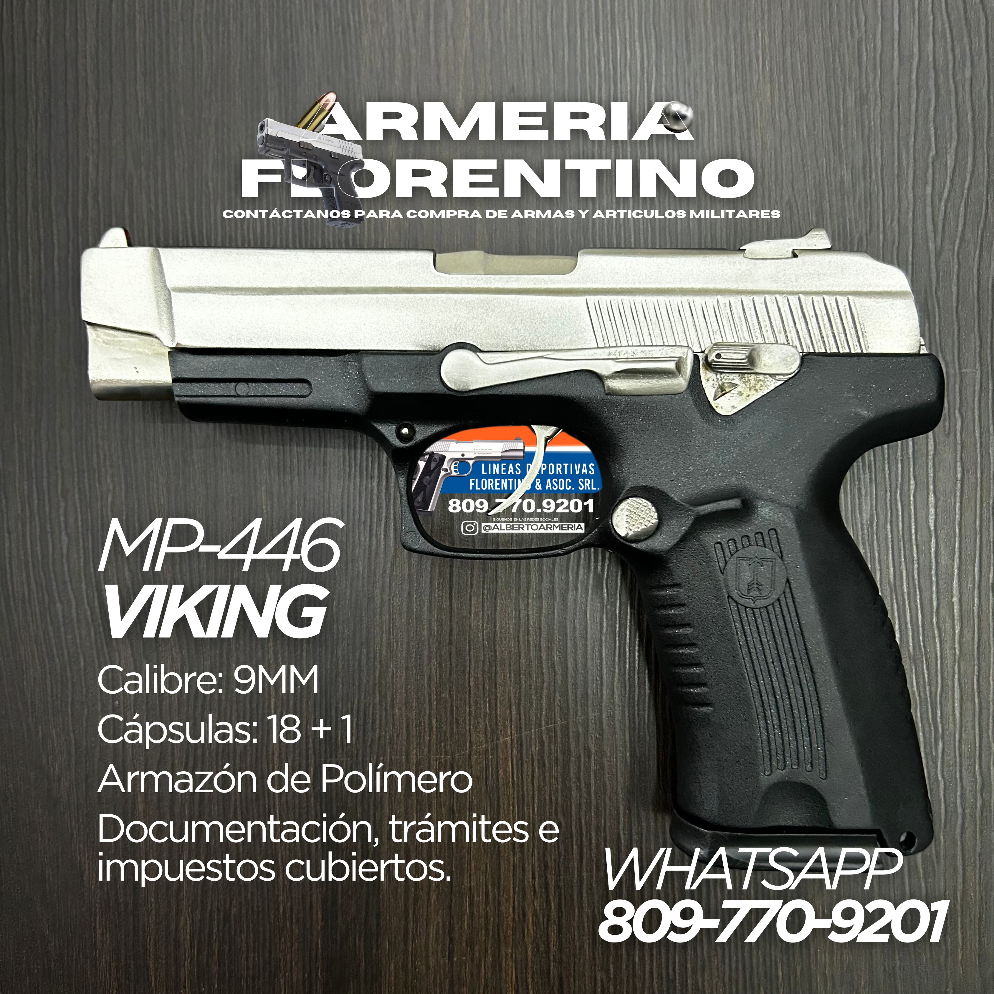 PISTOLA VIKING, MODELO MP-446, CALIBRE 9MM, CAPSULAS: 15 + 1