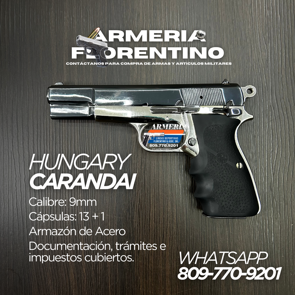 PISTOLA CARANDAI, MODELO 9MM, CAPSULAS: 13 + 1