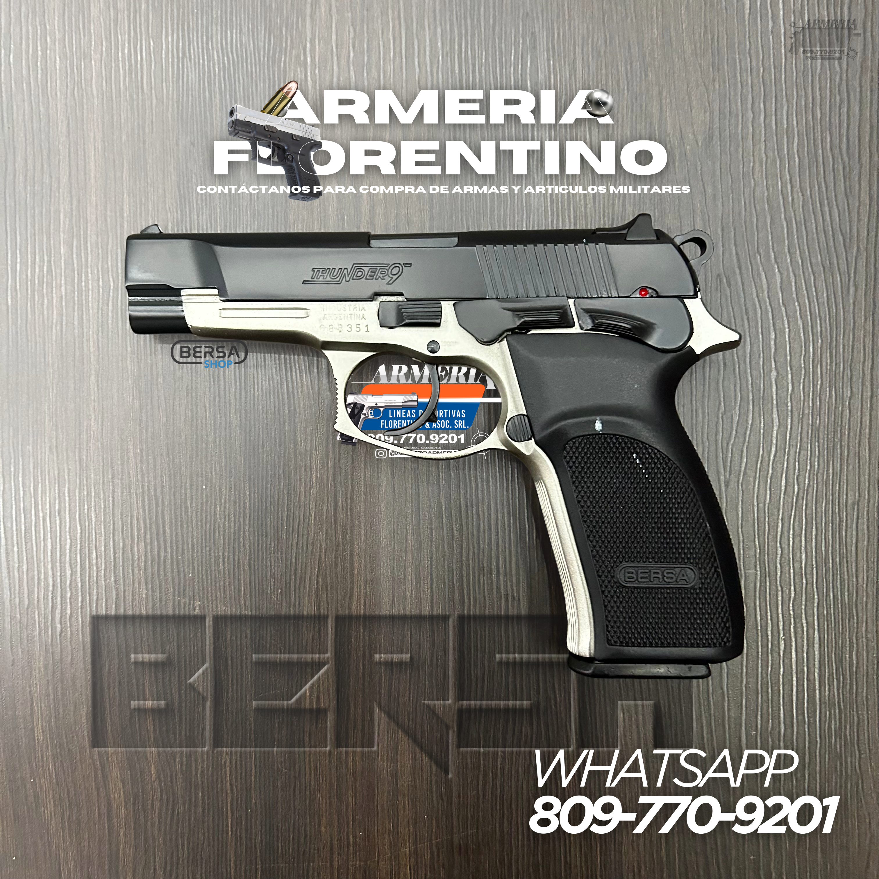 PISTOLA BERSA, MODELO THUNDER 9, CALIBRE 9MM, CAPSULAS: 17 + 1