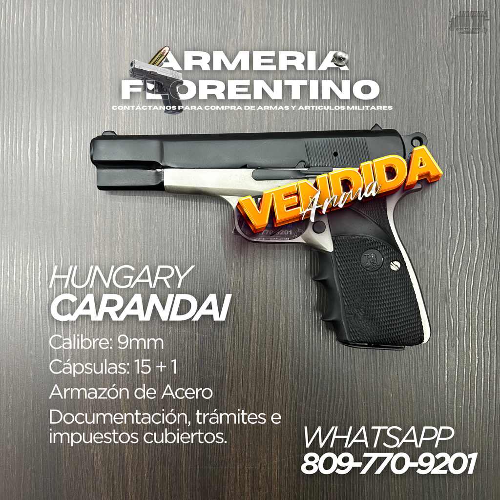 PISTOLA CARANDAI, MODELO 9MM, CAPSULAS: 13 + 1