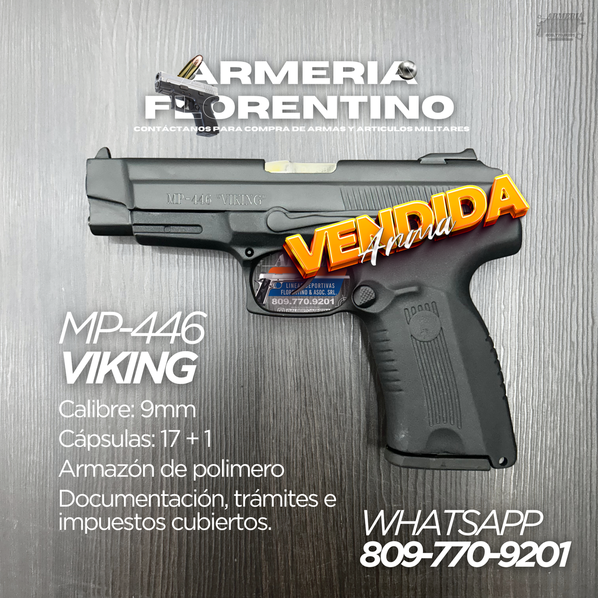 PISTOLA VIKING, MODELO MP-446, CALIBRE 9MM, CAPSULAS: 17 + 1