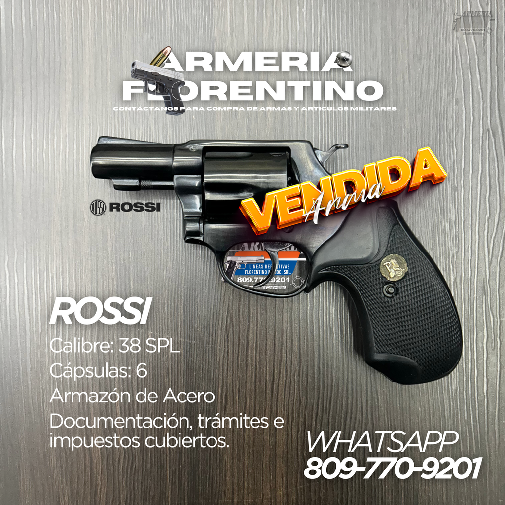 REVÓLVER ROSSI, CALIBRE .38 SPECIAL, CAPSULAS: 6
