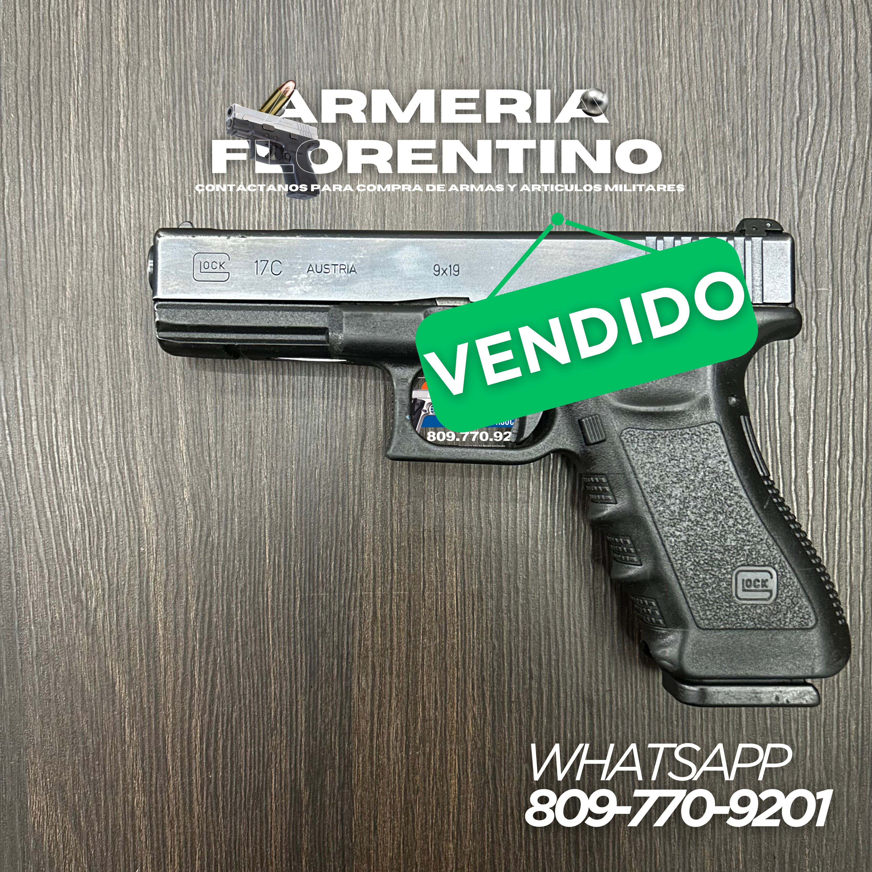 PISTOLA GLOCK, MODELO 17C, CALIBRE: 9MM, CAPSULAS 17 + 1