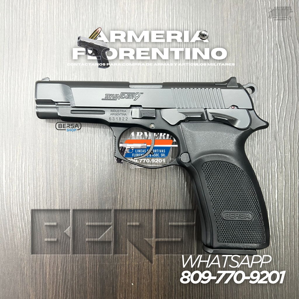 PISTOLA BERSA, MODELO THUNDER 9, CALIBRE 9MM, CAPSULAS: 17 + 1