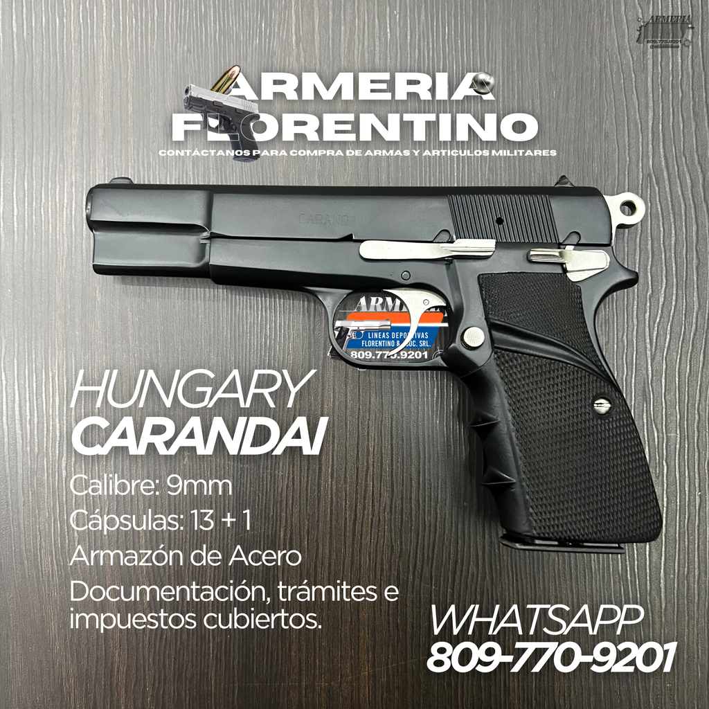 PISTOLA CARANDAI, MODELO 9MM, CAPSULAS: 13 + 1