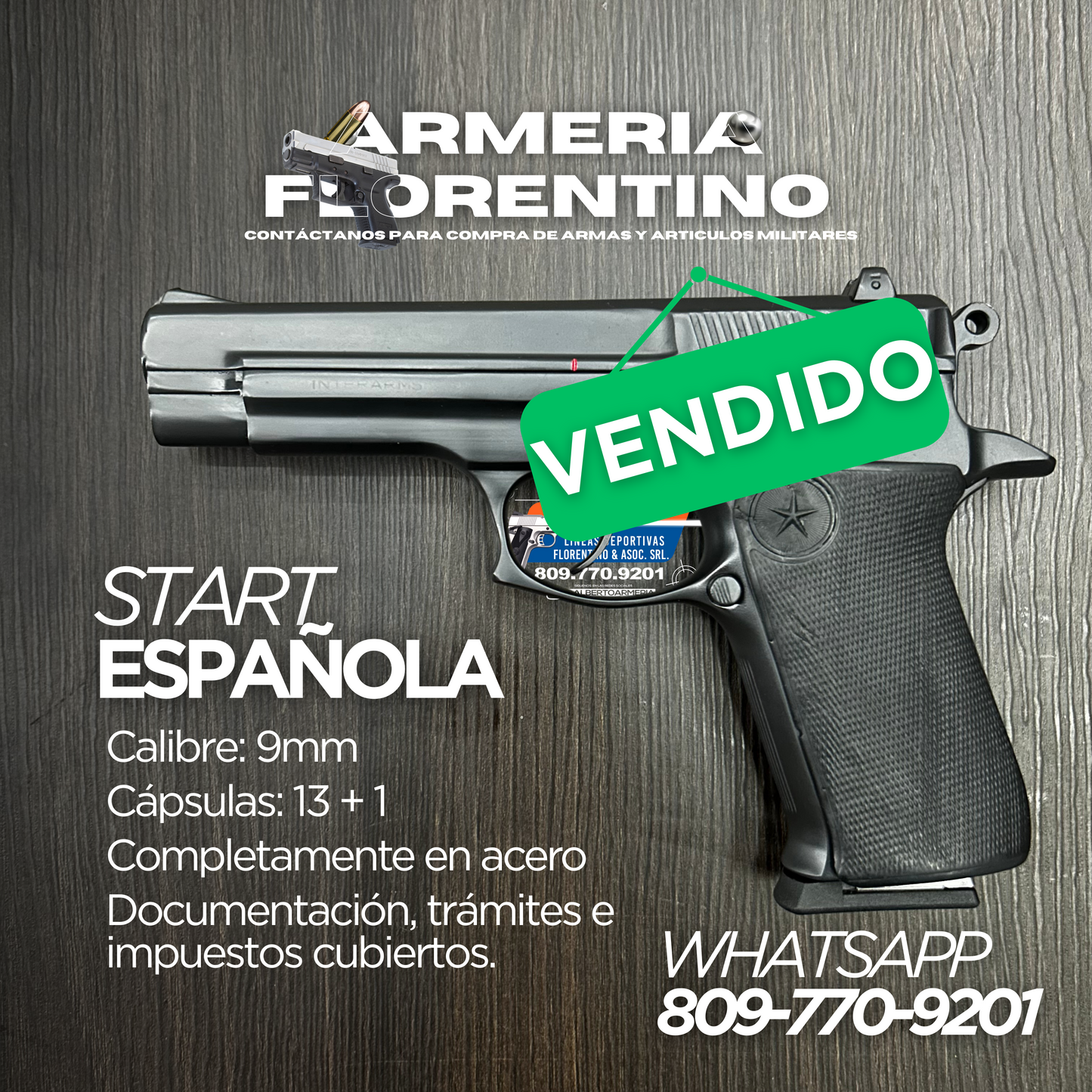 PISTOLA STAR, MODELO BM, CALIBRE 9MM, CAPSULAS: 13 + 1