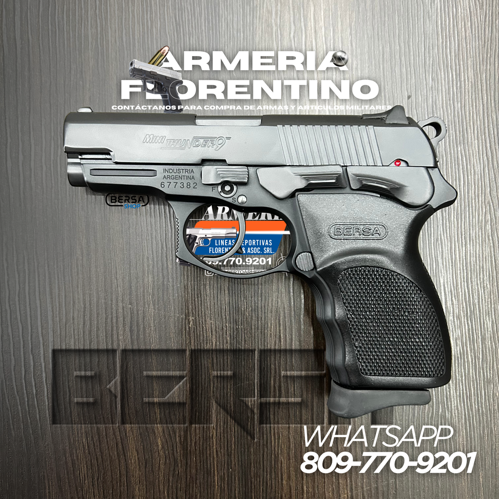 PISTOLA BERSA, MODELO MINI THUNDER 9, CALIBRE 9MM, CAPSULAS: 13 + 1