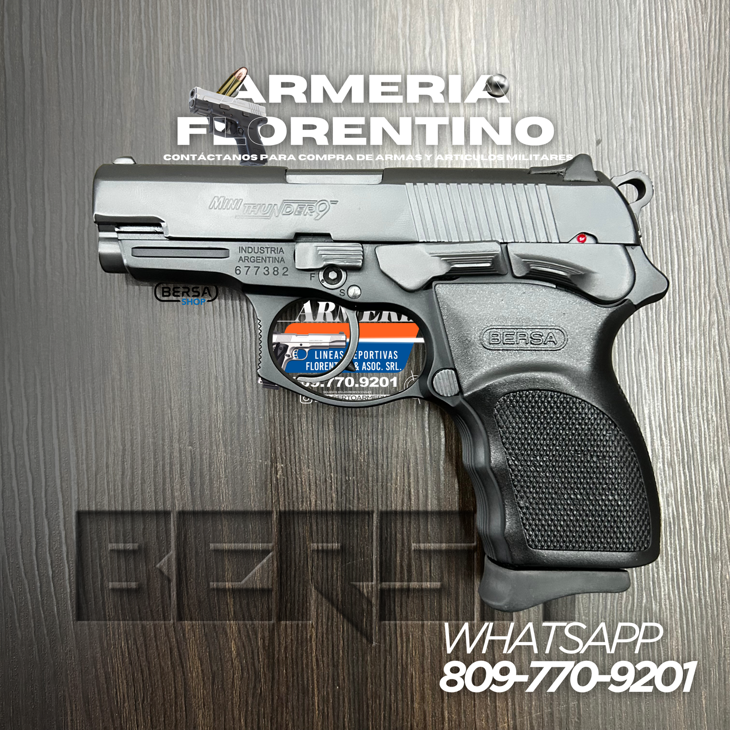 PISTOLA BERSA, MODELO MINI THUNDER 9, CALIBRE 9MM, CAPSULAS: 13 + 1