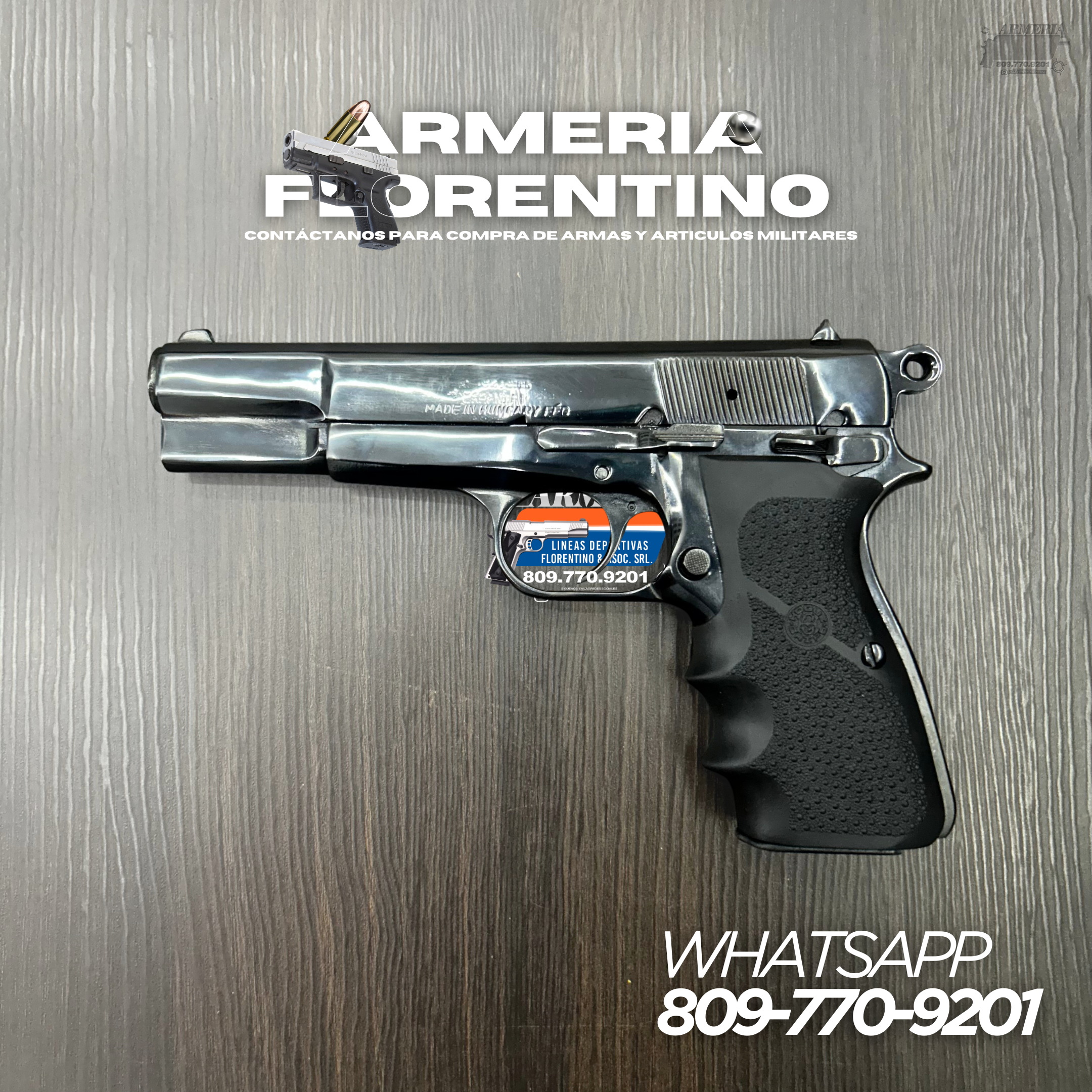 PISTOLA FEG, MODELO HUNGARY, CALIBRE 9MM, CAPSULAS: 13 + 1
