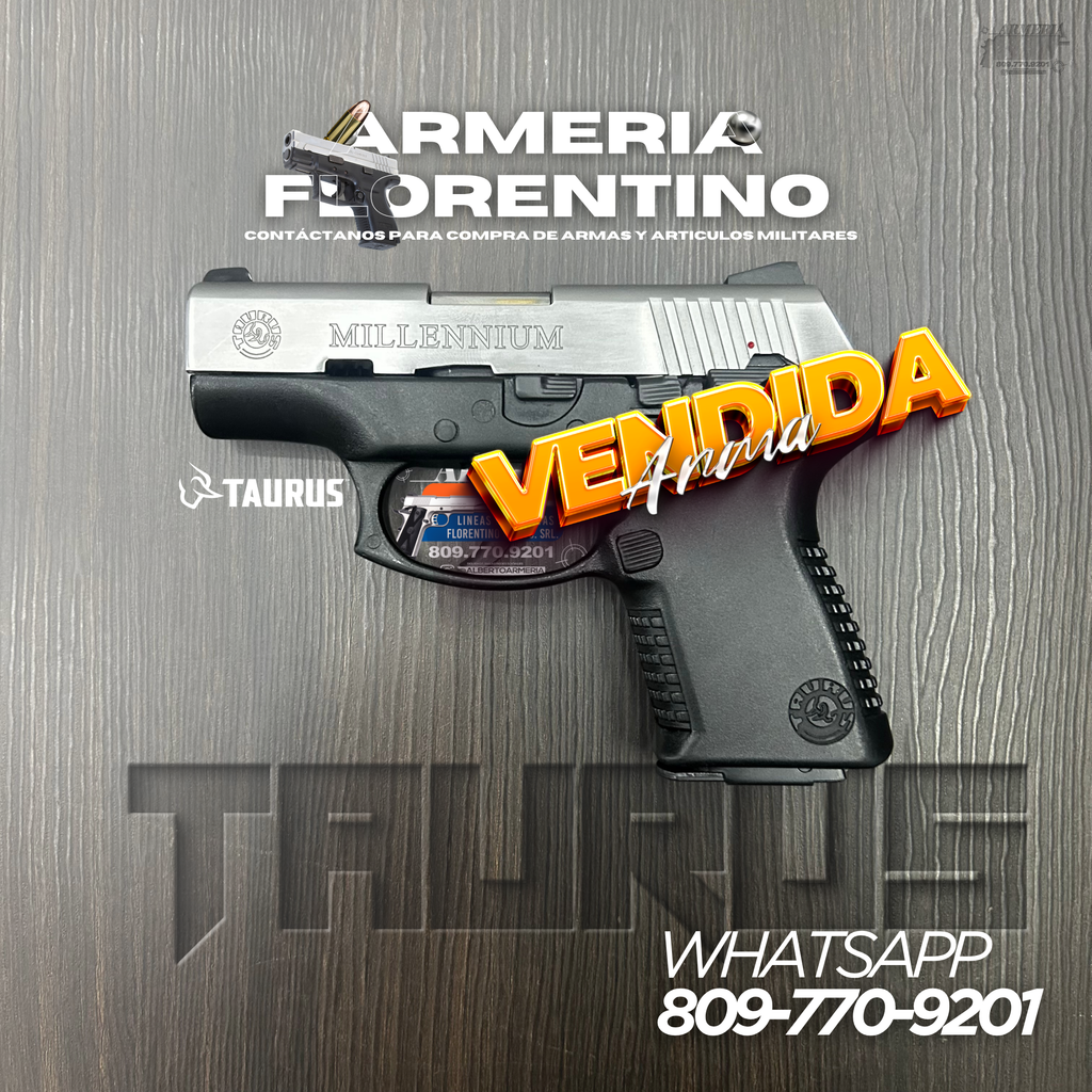 PISTOLA TAURUS, MODELO MILLENNIUM PT111, CALIBRE 9MM, CAPSULAS: 10 + 1