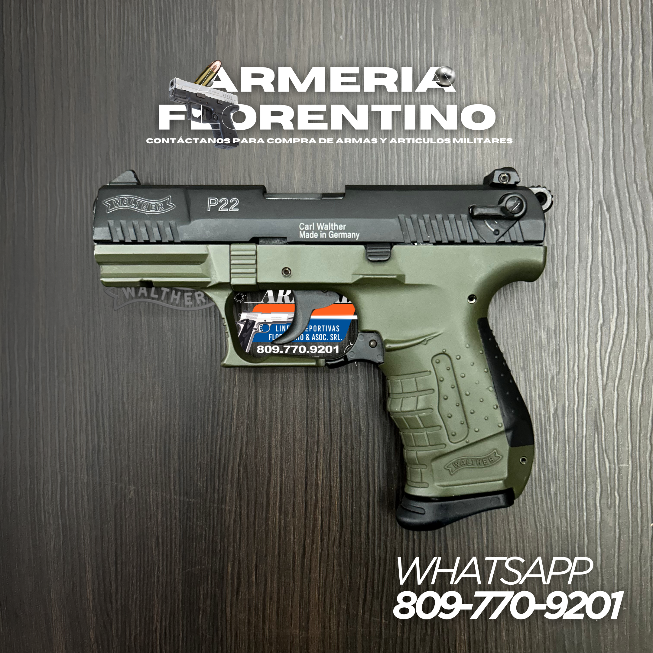 PISTOLA WALTHER, MODELO P22 Q, CALIBRE .22 LR, CAPSULAS: 10 + 1