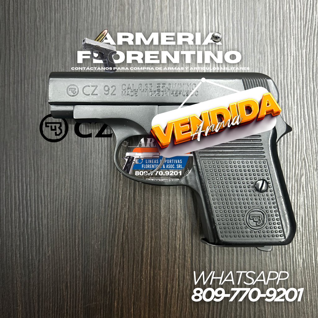PISTOLA BROWNING, MODELO CZ 92, CALIBRE 6.25MM, CAPSULAS 8 + 1