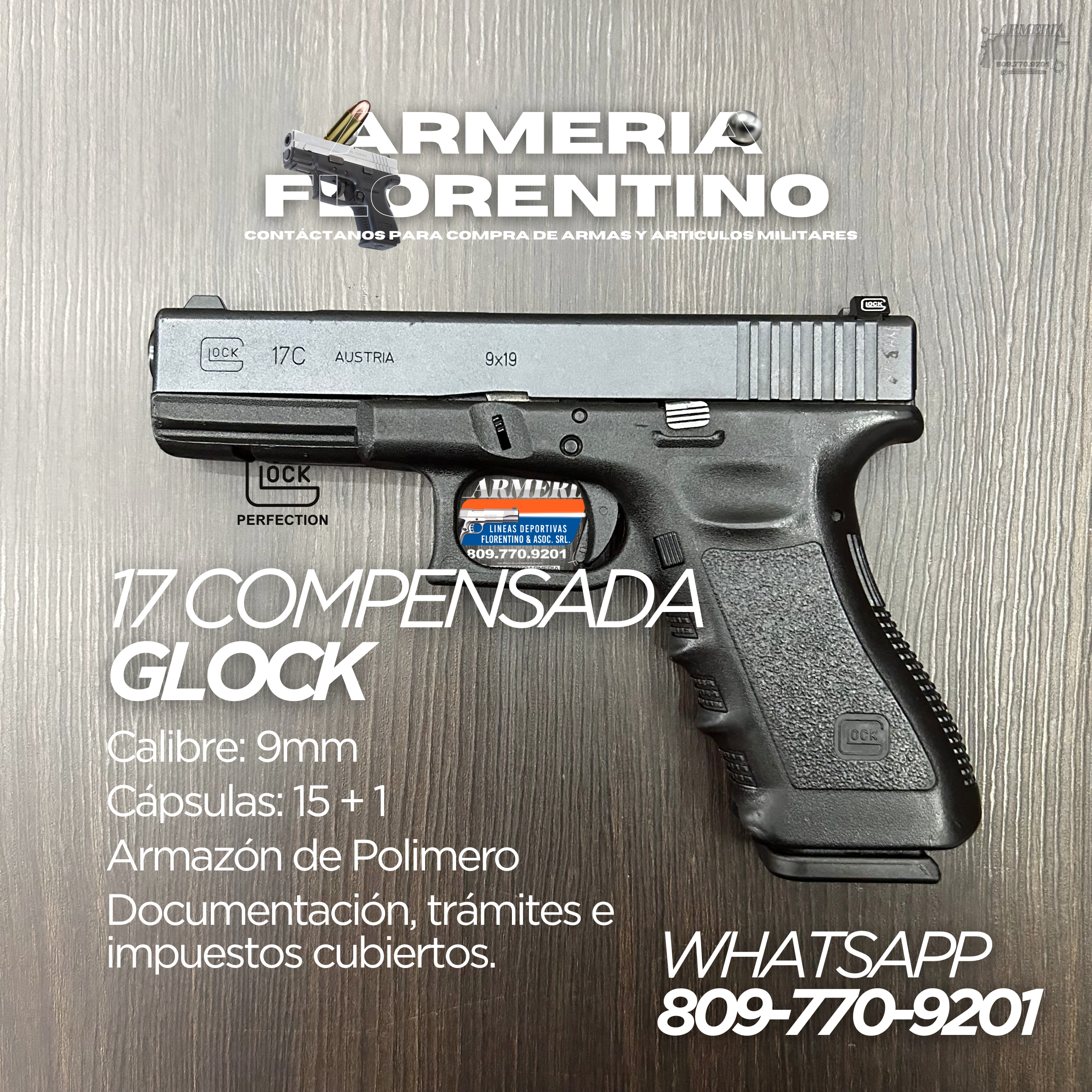 PISTOLA GLOCK, MODELO 17C (3RA GENERACIÓN), CALIBRE 9MM, CAPSULAS: 17 + 1