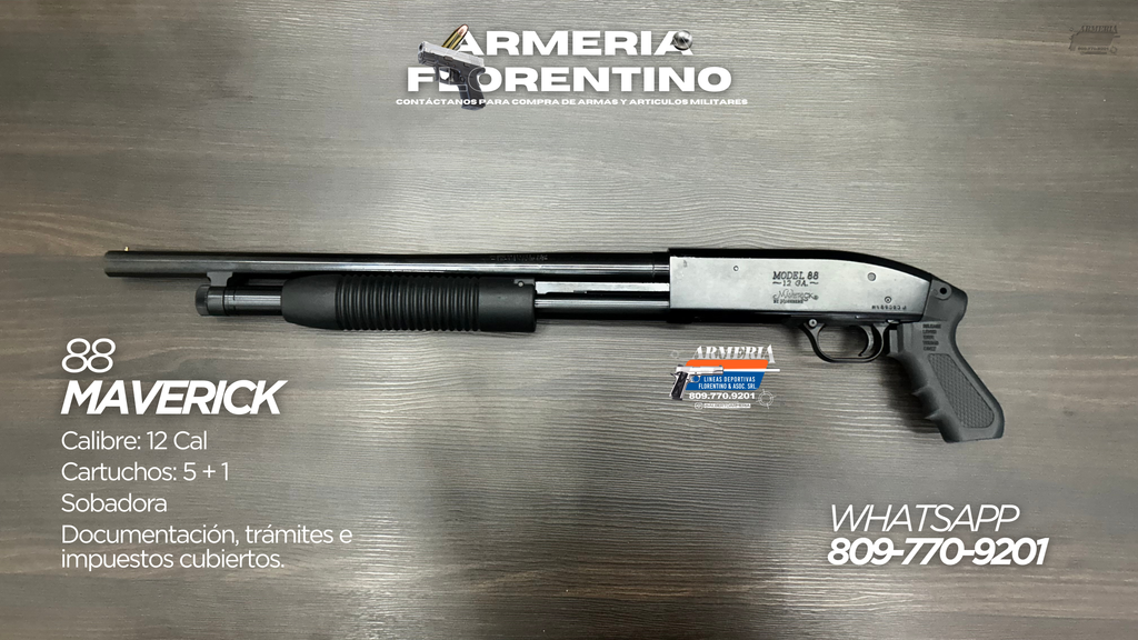 ESCOPETA MAVERICK, MODELO 88, CALIBRE 12, CAPACIDAD: 5 + 1 (SEGÚN CONFIGURACIÓN)