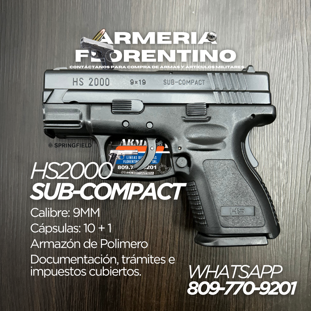 PISTOLA SPRINGFIELD, MODELO HS2000 SUBCOMPACT, CALIBRE 9MM, CAPSULAS: 10 + 1