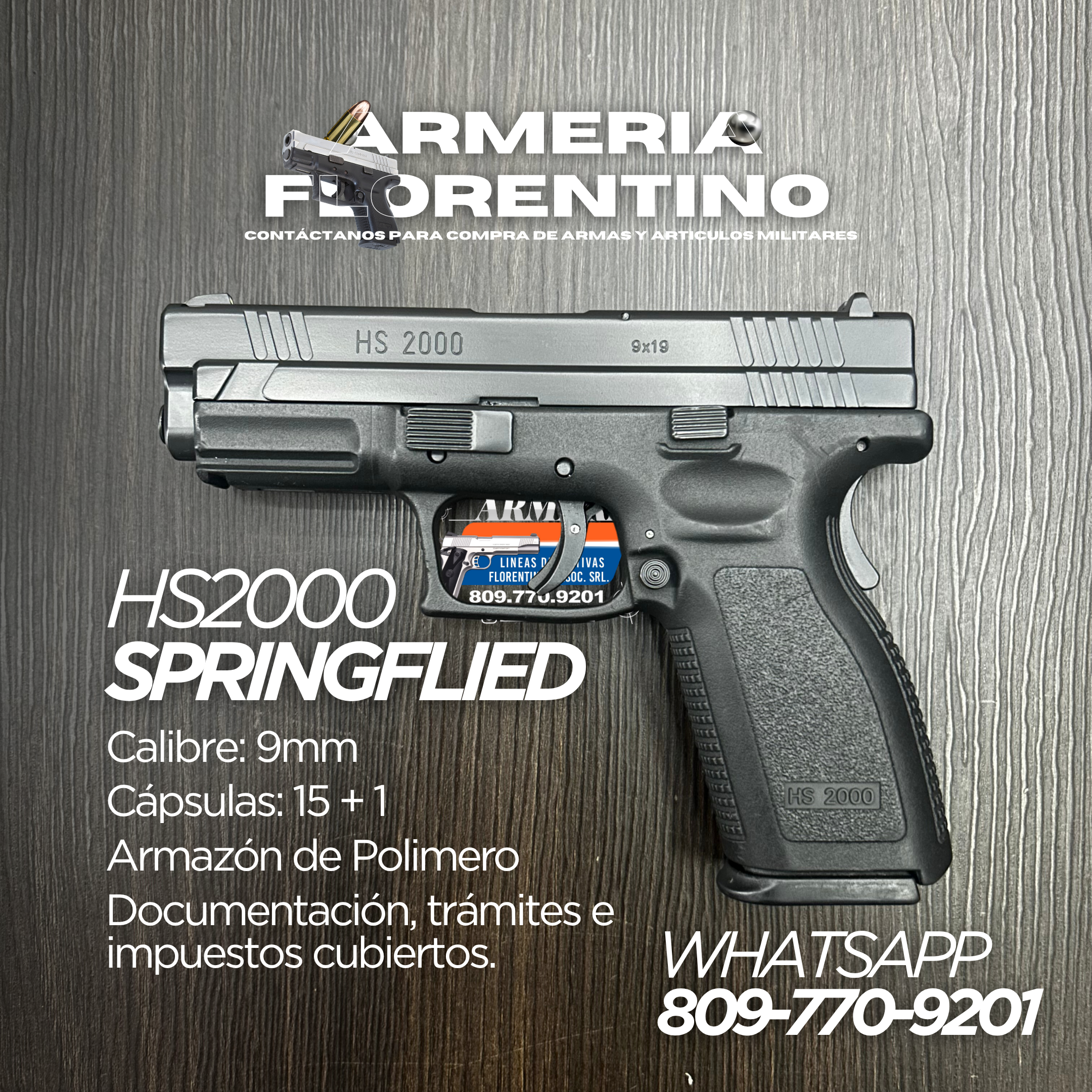 PISTOLA SPRINGFIELD, MODELO HS2000, CALIBRE 9MM, CAPSULAS: 15 + 1