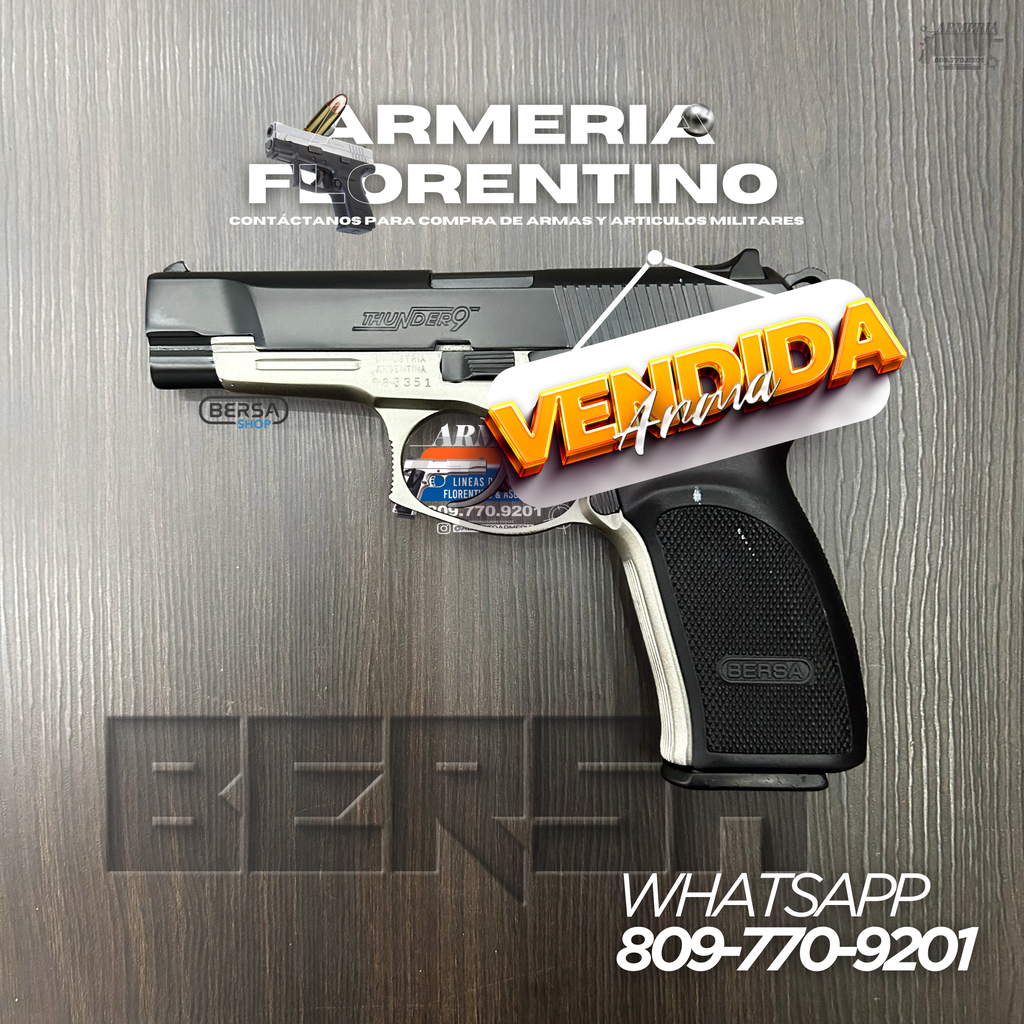 PISTOLA BERSA, MODELO THUNDER 9, CALIBRE 9MM, CAPSULAS: 17 + 1