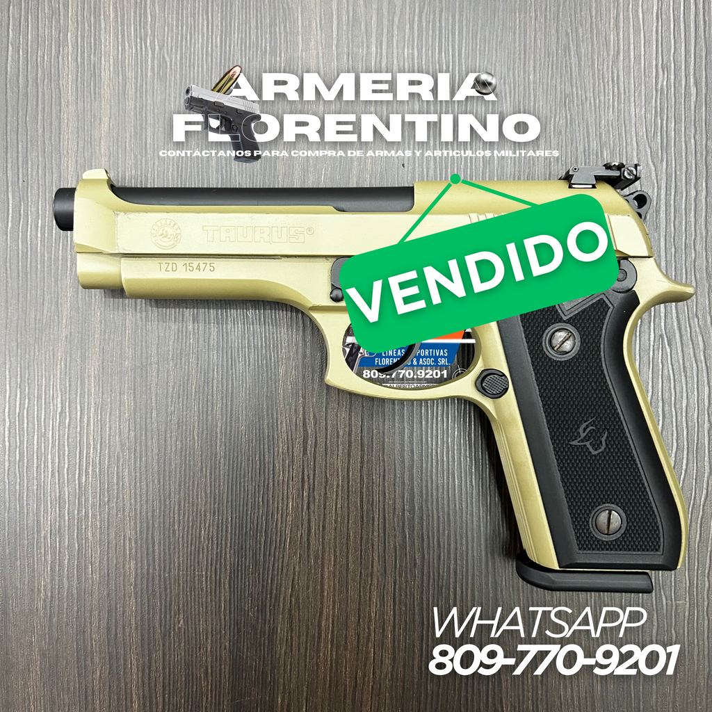 PISTOLA TAURUS, MODELO PT92, CALIBRE 9MM, CAPSULAS: 15 + 1